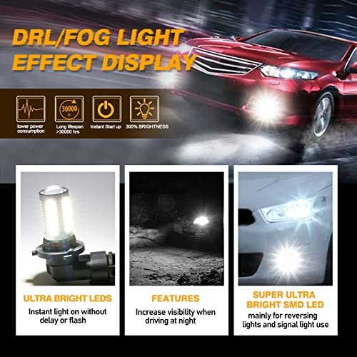 Auxbeam 9005 9006 H10 Led Fog Light Bulbs High Power 50W 3020 Smd Bulb For Fog Light, Drl, Tail Lights - Xenon White 6500K (Set Of 2) #TOP5