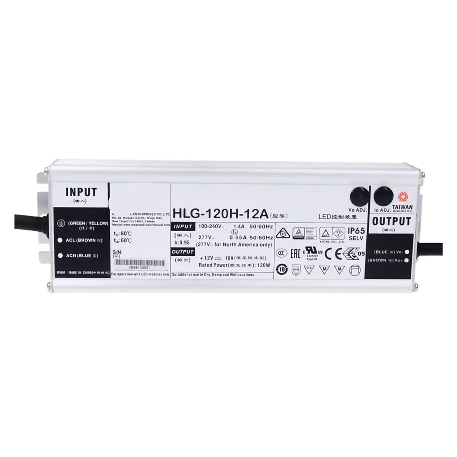 HLG-120H-24A bloc alimentation anti-scintillement pour ruban LED