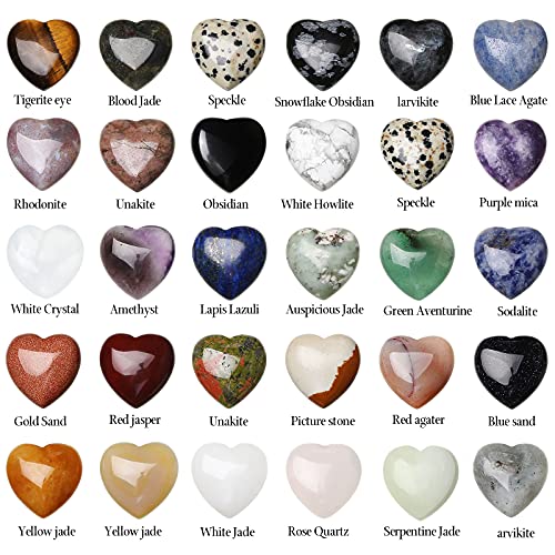 Drydiet 30 Pieces Natural Healing Crystal Love Pocket Gemstone Fish Tank Stone Vase Filler Palm Thumb Stone Decorative Stone Beach Aquarium Pebble Flat Succulent Marble For Vase (Charming Color) #TOP28