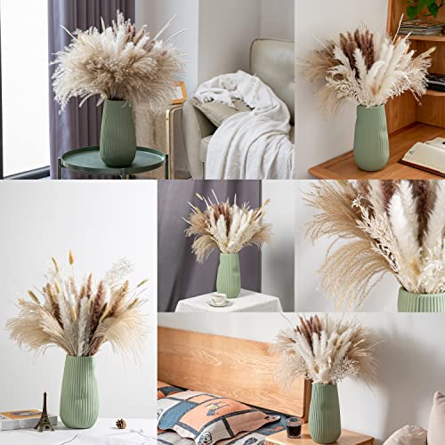 Lot De 102 Herbes De La Pampa Séchées - Bouquet Herbe De Pampa Noire Et Naturelle Pour Décoration Bohème Maison Et Halloween