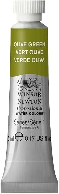 Winsor & Newton 102447 5 ml Tube Professional Water Colour, Olive Green