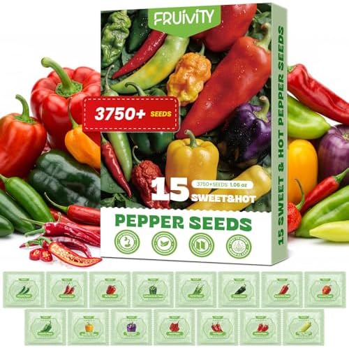 15 Sweet & Hot Peppers Seeds Variety Pack Jalapeño, Serrano, Cayenne, Bell, Habanero, Cubanelle, Big Red & More Hot & Sweet Heirloom Non-GMO Peppers Collection Survival Garden Seeds (15 PCS)