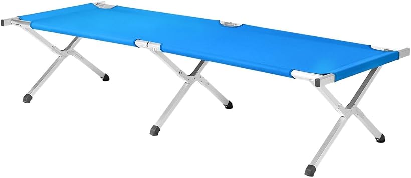 ComMax Portable Folding Camping Cot for Adults,Camp Bed,Lightweight Camping Bed with Carry Bag, Perfect for Hiking, Camping Trips & Indoor Use Blue