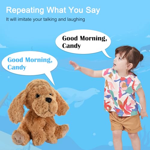 GOBRILLFUN Interaktives singendes Plüschtier – Hund Stofftiere Aufzeichnen & Wiederholen, was Sie Sagen, 8 Lieder, Kopf- & Ohrbewegungen, Geburtstag Weihnachten für Kleinkinder Alter 3 4 5 6