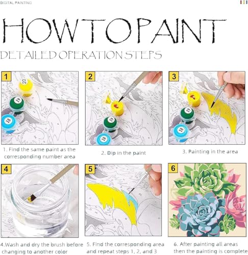 nekpiahu Kit de pintura com 2 molduras de flores por números para adultos – Tinta acrílica fácil DIY