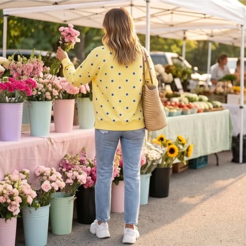 Polka Dot Sweatshirt for Women Color Block Y2K Crew Neck Sweatshirt No Hood - image 6
