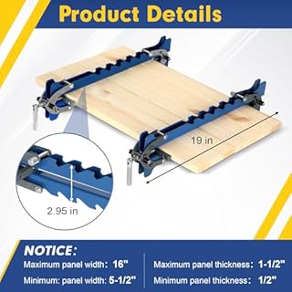 19 inch Panel Clamps 2 Pack with Clamps Storage Rack, 4-Way Pressure Steel Clamps 4 Serrated Rigid Guide Rails Make Panel Flat, Deluxe Panel Clamps for Cutting Boards, Tabletops, and Cabinet Making