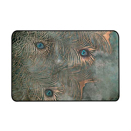 Tapis de sol salon anti-glisse grand tapis européen plumes de paon