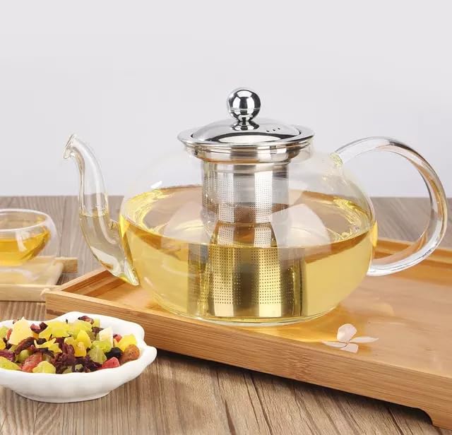 Avastro 1/L Glass Tea Set Heat Resistant Glass Tea Infuser Tea Pot Glass Cup Kung Fu Tea Set Puer Kettle Gas Stove Teapot Pack of 1