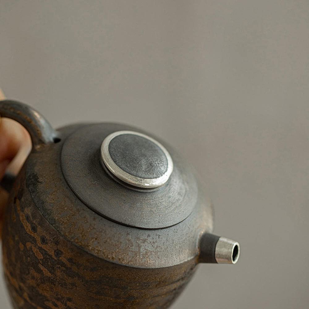 Tetera Juego De Té Teapot Tetera De Té Tea Kettle China Kung Fu Silver Bronce Cerámica Tetera De Cerámica 170Ml De Gres Dorado Dorado Tetera Kung Fu Juego De Té