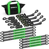 Rhino USA Car Tie Down Straps for Trailers with Snap Hooks (4-Pack) -2' x8' (10,000lb...