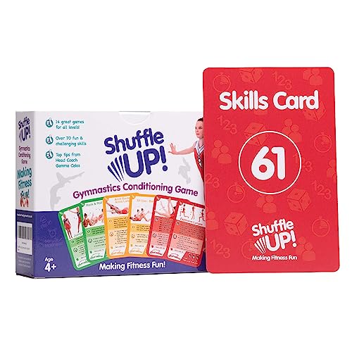 Shuffle Up Gymnastics Card Games - 70+ Fun & Active Skills Cards For Kids, Fitness Cards Develop Fundamentals, Stamina & Strength, Easy To Play For Kids | Multiple Skill Level Cards Include 2 Dices #TOP1
