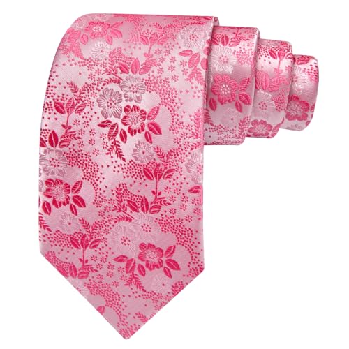 Image of Barry.Wang Flower Ties for Men Silk Woven Floral Tie Sets Necktie Handkerchief Cufflinks Wedding Party