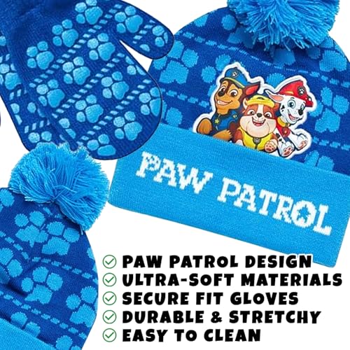 Image of Nickelodeon Paw Patrol Boys Winter Hat and Mitten or Glove Set (Age 2-7)