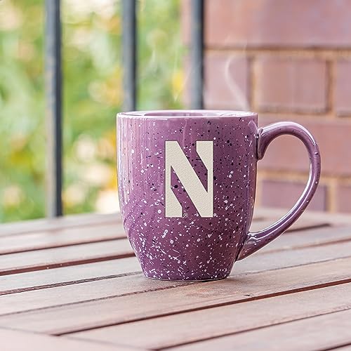 Image of Rico Industries NCAA Northwestern Wildcats Purple Personalized 16 oz Team Color Laser Engraved Speckled Ceramic Coffee Mug
