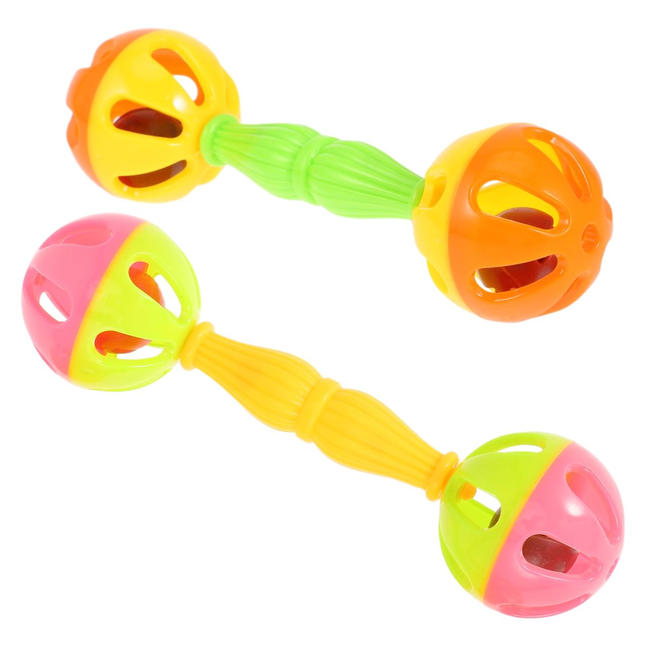 ULTECHNOVO 2Pc Enrichment Barbell Ball Toys Sand Hammer Shaker Rattle Conure Bird Toys Parakeets Conure Toys Chicken Enrichment Toys Bird Rattles Bells Foot Toys recreation Parrot infant