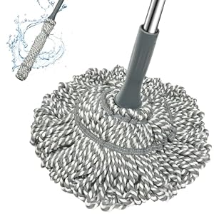 Self Wringing Mop Easy Squeeze Twist Mop,Gray | 52.5 Inch Long Handle, Heavy Duty for Hardwood, Tile, Vinyl & Laminate Floors