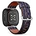 CJBROES Replacement Leather Watch Band, Compatible with Fitbit Versa 3 and Fitbit Sense of Wristband Bracelet Accessory - Elegant Retro Deco