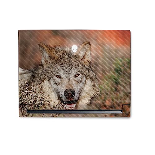 Image of MightySkins Carbon Fiber Skin Compatible with Alienware M18 R1 (2023) Full Wrap Kit - Happy Wolf | Protective, Durable Textured Carbon Fiber Finish | Easy to Apply & Change Styles | Made in The USA