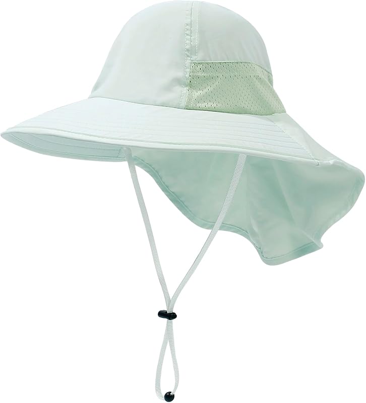 Malaxlx Baby Sonnenhut mit Nackenschutz UPF 50+ UV Schutz Breite Krempe Atmungsaktiv Sommerhut für Kinder Jungen Mädchen