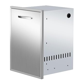 Pull-Out Single Trash Drawer 17Wx23Hx16D, Built-in Trash Drawer, Outdoor Kitchen Stainless Steel Trash Bin for BBQ Island Grill Station