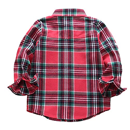 Kids Buffalo Plaid Shirt Classic Long Sleeve Tops Boys Button Down Shirt Baby Flannel Shirt Red Green Christmas Outfits 2T #TOP1