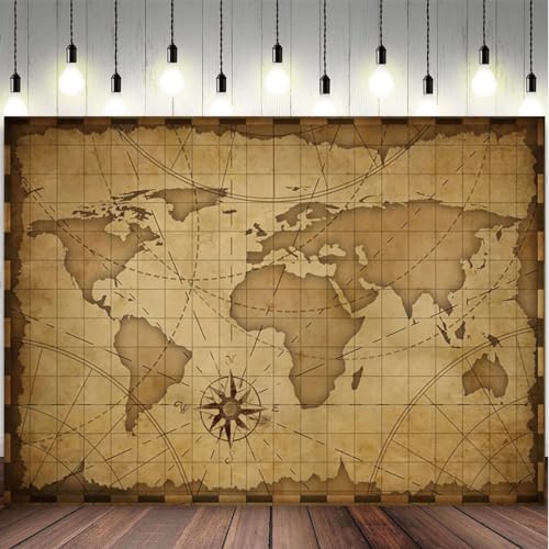 Fondo fotográfico mapa vintage 5x3ft poliéster marrón miniatura 5