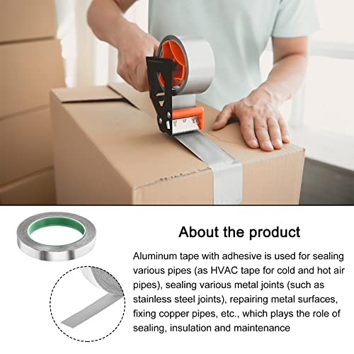 Image of Aluminum Foil Tape Adhesive Metal Tape, [for Sealing Patching Hot Cold HVAC, Duct, Pipe Insulation] - 0.6 inch /66ft /2.4 Mil