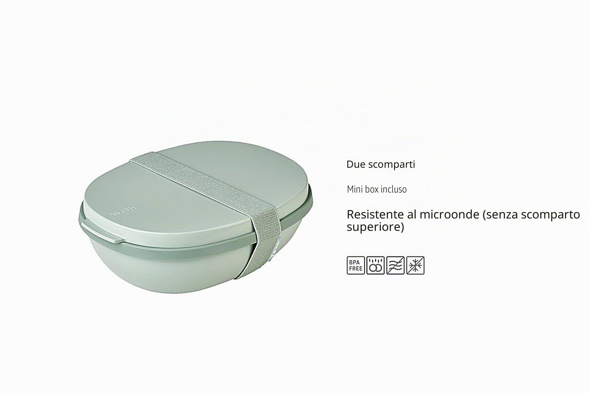 Mepal - Porta Pranzo Ellipse Duo - Lunch Box per Adulti e Insalatiera - Pratico Contenitore per un Pranzo Sano - Ideale per Panini, Insalate e Avanzi - 825 ml + 600 ml - Nordic Pink