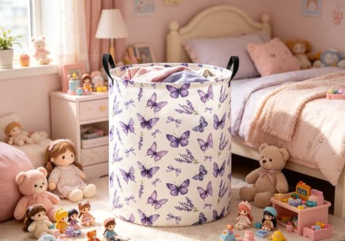 Image of Baby Laundry Hamper kids laundry Basket Waterproof Laundry Bag for Bedroom Clothes Organizer Room Decor(Butterfly)
