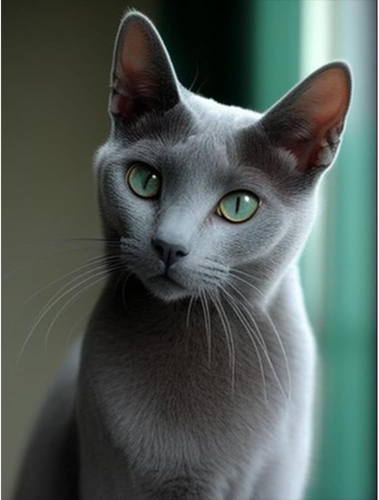 ZZHHJY Surprised Russian Blue Cat Diamond Painting for Adults, 5D Full Drill Diamond Art Kit, DIY Animal Theme Gem Painting Set, for Room Decor Bedroom Decor Gifts (24x36 in)