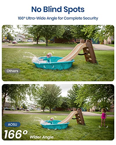 Aosu Solar Security Cameras Wireless Outdoor, 2K Qhd Battery Powered Home Security System With 166° Ultra-Wide View, Spotlight, Color Night Vision, Motion Detection, No Monthly Fee #TOP4