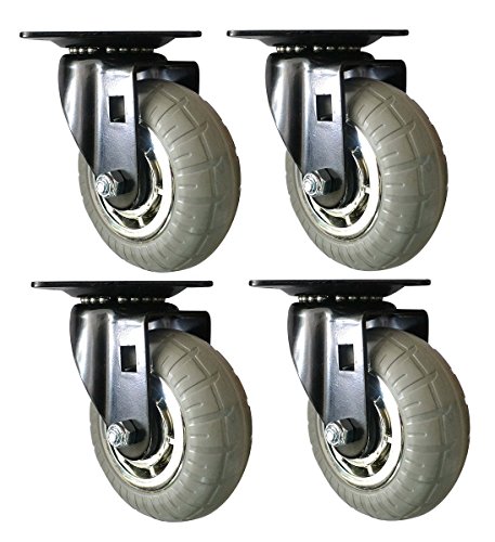 Shepherd 4" Designer 880-lb. Total Capacity Heavy-Duty Swivel Casters with Soft Rubber Non-Marking Wheels, 360° Swivel Silent Industrial Caster Wheels, Set of 4, Black/Chrome by Headbourne - Used condition - US$29.89