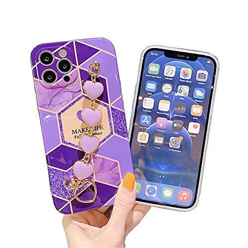 Image of MVYNO Exclusive iPhone 11 6.1 inch Cover with Purple Hearts Back Holder | Beautiful Elegant Case (Silicone | Flexible | iPhone 11 | Purple Holder)