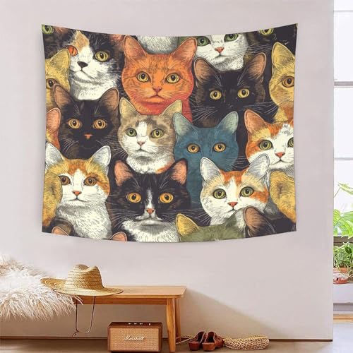 Tapisserie murale chat 3D décoration salon grand tissu de chambre