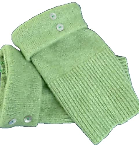 Fingerless Gloves Green Moss Medium - Large M - L 65% Cashmere 35% Merino Wool Knit Women's Arm Warmers Texting Cuffs Handmade Free Shipping