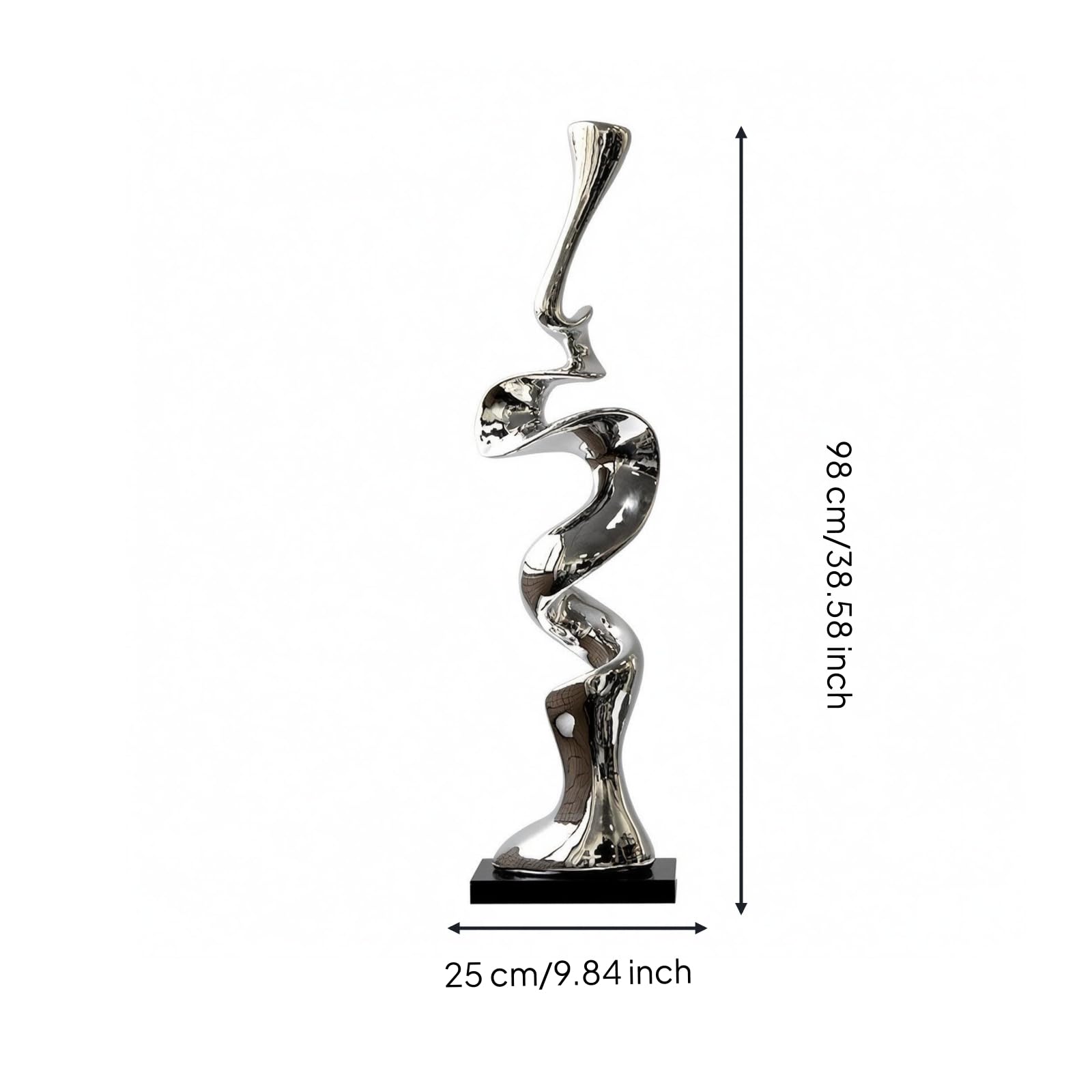 Milageto Escultura Moderna Estatua Adorno Figura en Resina con Base de Mármol y Acabado Reflectante Que el Espacio sin Recargar, Plateado, Grande