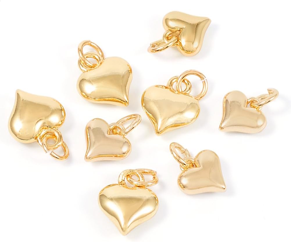 KISSITTY Brass Heart Pendants Love Heart Brass Charms Metal Heart Dangle Charms for DIY Valentine Necklace Bracelet Earring Jewelry Making - Image 7