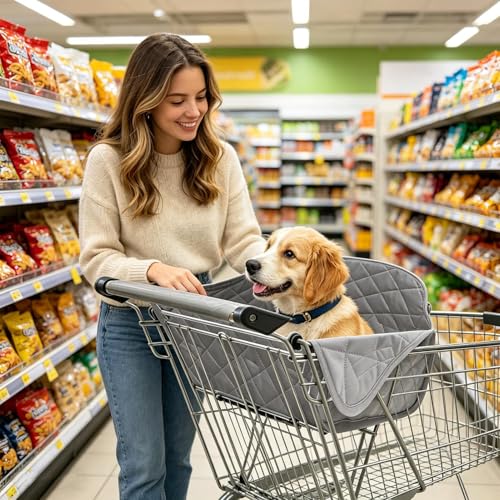 Funda para carrito de la compra para perros y asiento cómodo en espacios públicos 3