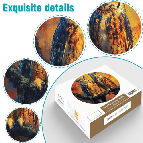 Puzzle circular de búho del bosque otoñal de 1000 piezas, un juego decorativo y gran desafío 6