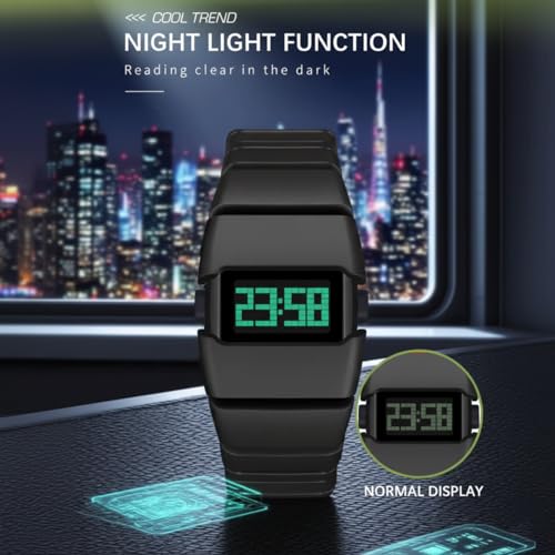 Image of ON TIME OCTUS Unisex Retro Digital Watch | Futuristic Link Strap | LED Display Wristwatch for Men, Women