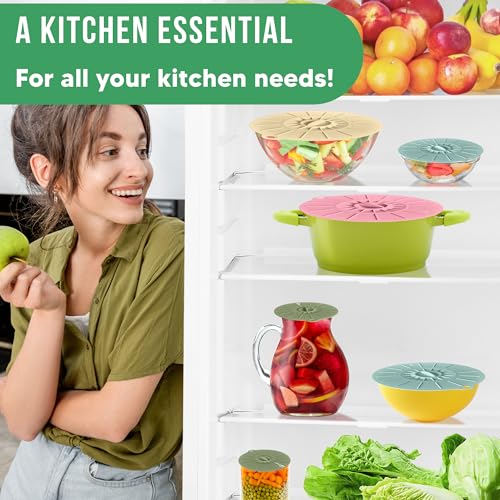 Image of Microwave Cover Silicone Lids - Set of 11 Pieces - Suction Covers for Pots, Pans, Bowls, Cups, Skillets - Splatter Protection - Easy Food Storage - BPA Free