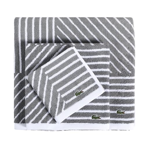 Lacoste Guethary Striped 100% Cotton 6-Piece Towel Set, Meteorite