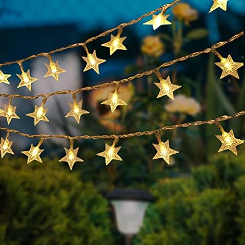 Metaku Star String Lights Battery Operated, 19FT 40 LED Star Fairy Light Indoor Outdoor for Bedroom Party Wedding Christmas Tree Decoration, Warm White Cover