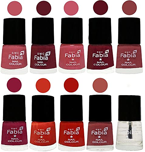 Image of SMC Fabia ALL IN ONE (PACK OF 10), Long Lasting Glossy Nail Polish, 6 ml Each, All Vibrant Colours,02431