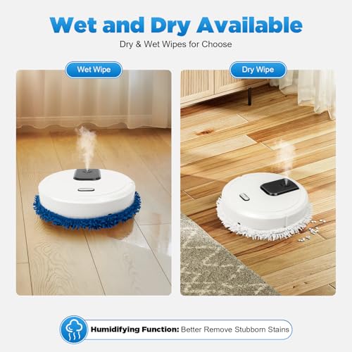 Automatic Mopping Machine, Wet And Dry Dual-Purpose, 360° Full-Surround Wipe, with Spray Function, Round Cordless Electric Mopping Machine for Dust Stains Pet Hair