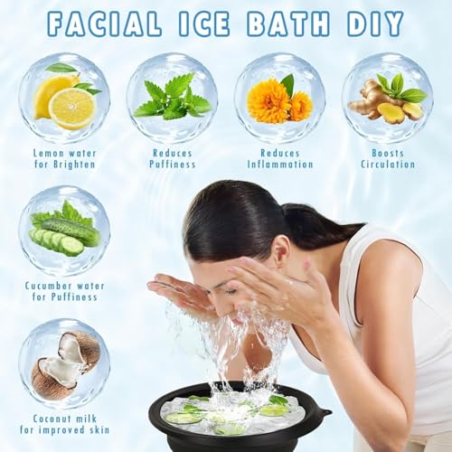 Image of Agonize Face Ice Bowl with Ice Tray, Collapsible Silicone Ice Bath (2) | Face Ice Bowl with Ice Tray