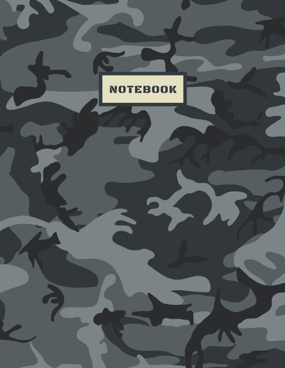 Notebook: Grey Camo, letter size notebook, 110 blank and lined pages, for army and hunting lovers