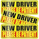 SINGARO New Driver Magnet for Car, Please Be Patient New Driver, 3Pcs Magnetic Reflective Novice Rookie Drivers Safety Warning Bumper Stickers, Removable Car Exterior Accessories