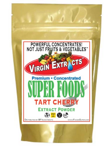 Virgin Extracts (TM) Pure Premium Montmorency Freeze Dried Organic Tart Cherry Powder 52:1 Cherry Extract Powder Concentrate SuperFood (52 x Stronger) 16oz Pouch